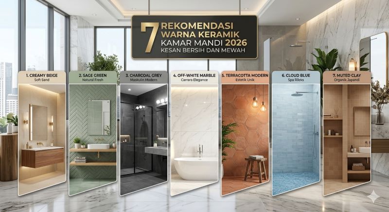 7 Rekomendasi Warna Keramik Kamar Mandi 2026 Kesan Bersih dan Mewah